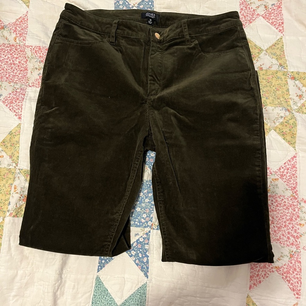 Jones New York Dark Gray/Olive Corduroy Pants